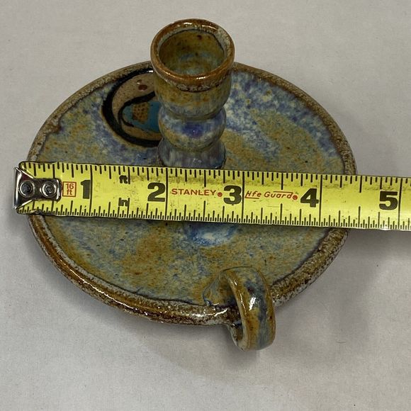 Mexico Pottery Chamber Candle Holder Signed NETZI Hand Crafted Home Decor - Read - Picture 10 of 10